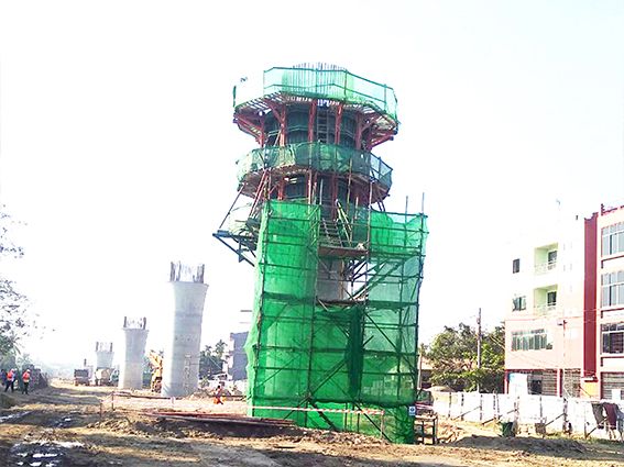 Korea-Myanmar Friendship Bridge pylon under construction, Dala