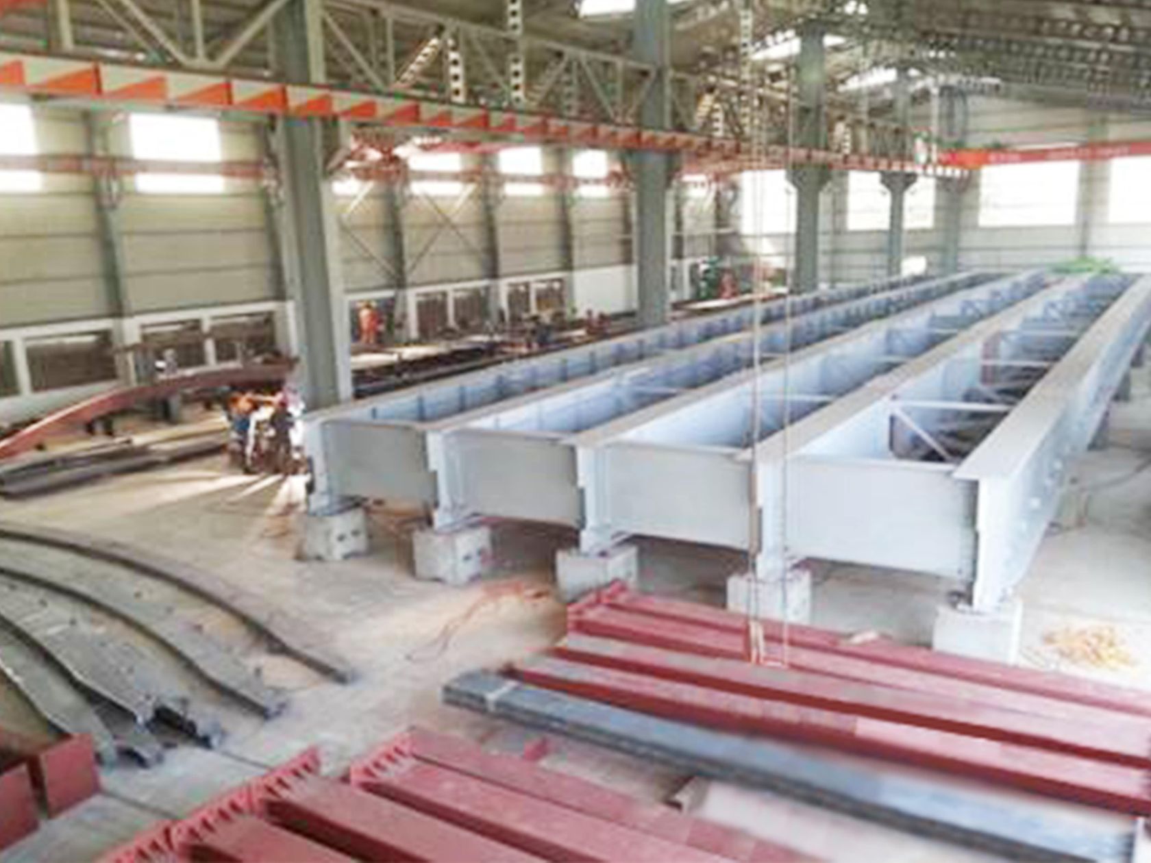 Steel girder fabrication in May Modern's own workshop
