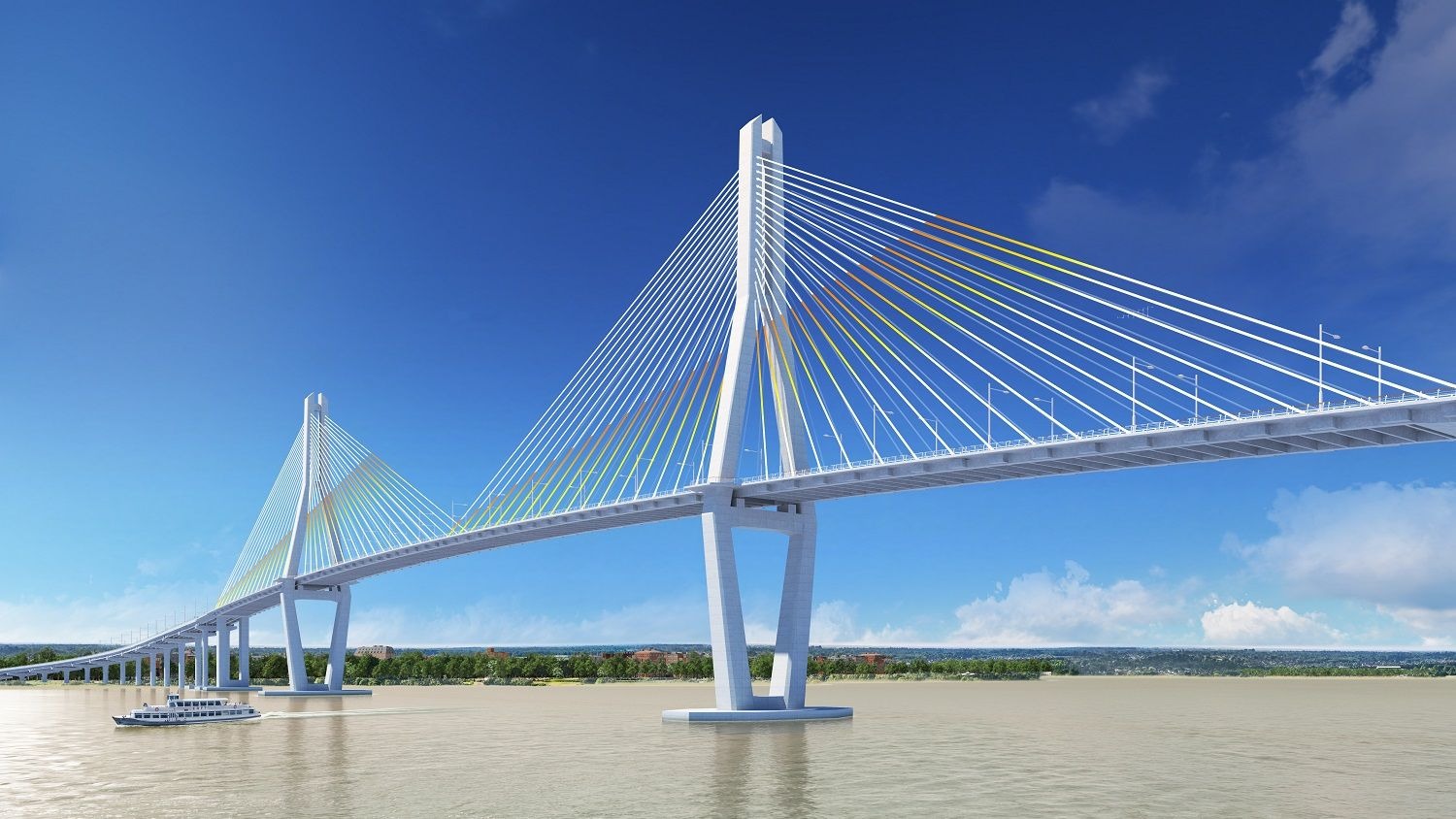 Rendering of the Korea-Myanmar Friendship Bridge, Dala — constructed for GS E&C and Myat Noe Thu Company Limited
